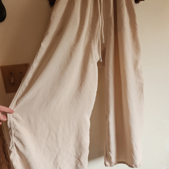 Free People Movement Mia Lounge Pant Lyocell Cream Wide-Leg Pant Medium - Picture 5 of 14